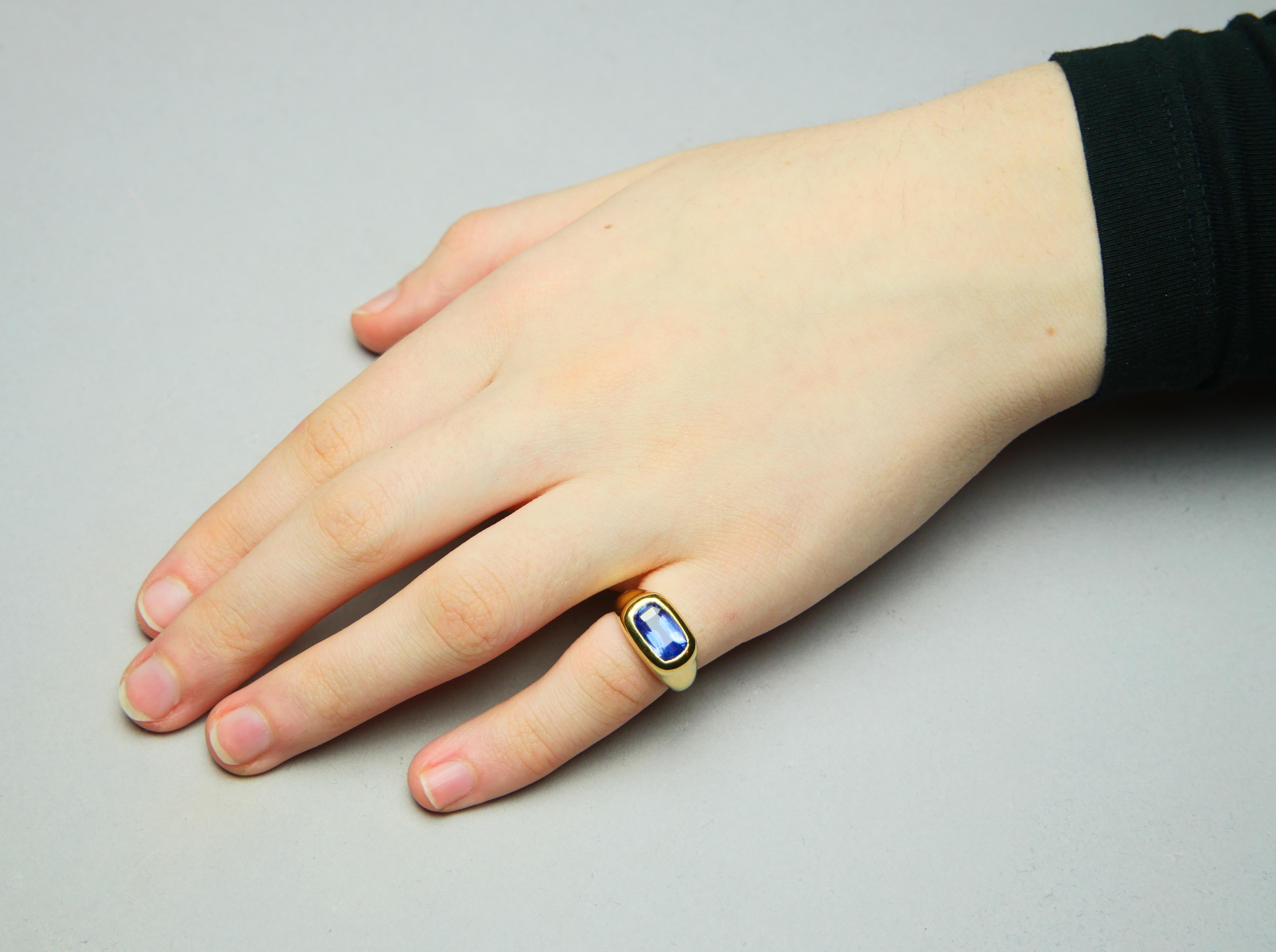 Vintage Ring natural 4ct.Blue Cornflower Sapphire solid 18K Gold ØUS3.75/ 8.56gr For Sale 4