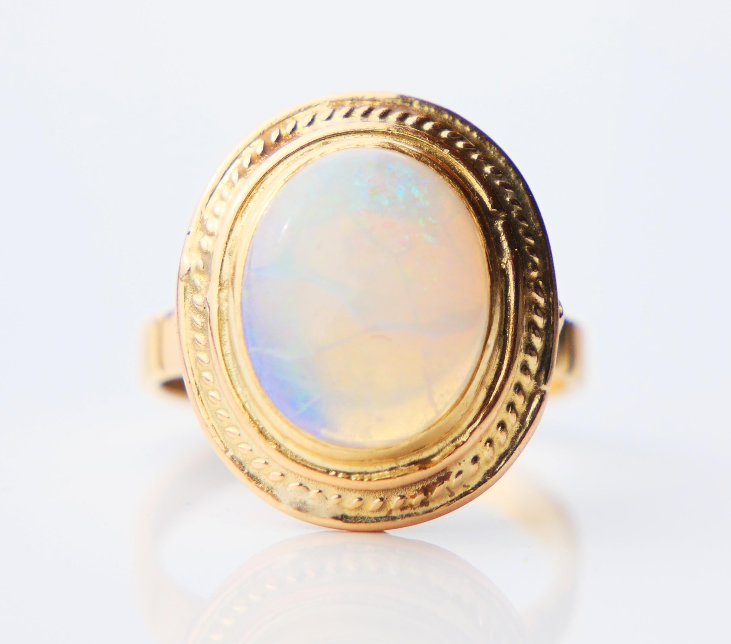 Vintage Ring natural 5ct Opal solid 18K Gold ØUS6 / 4.83 gr For Sale 5
