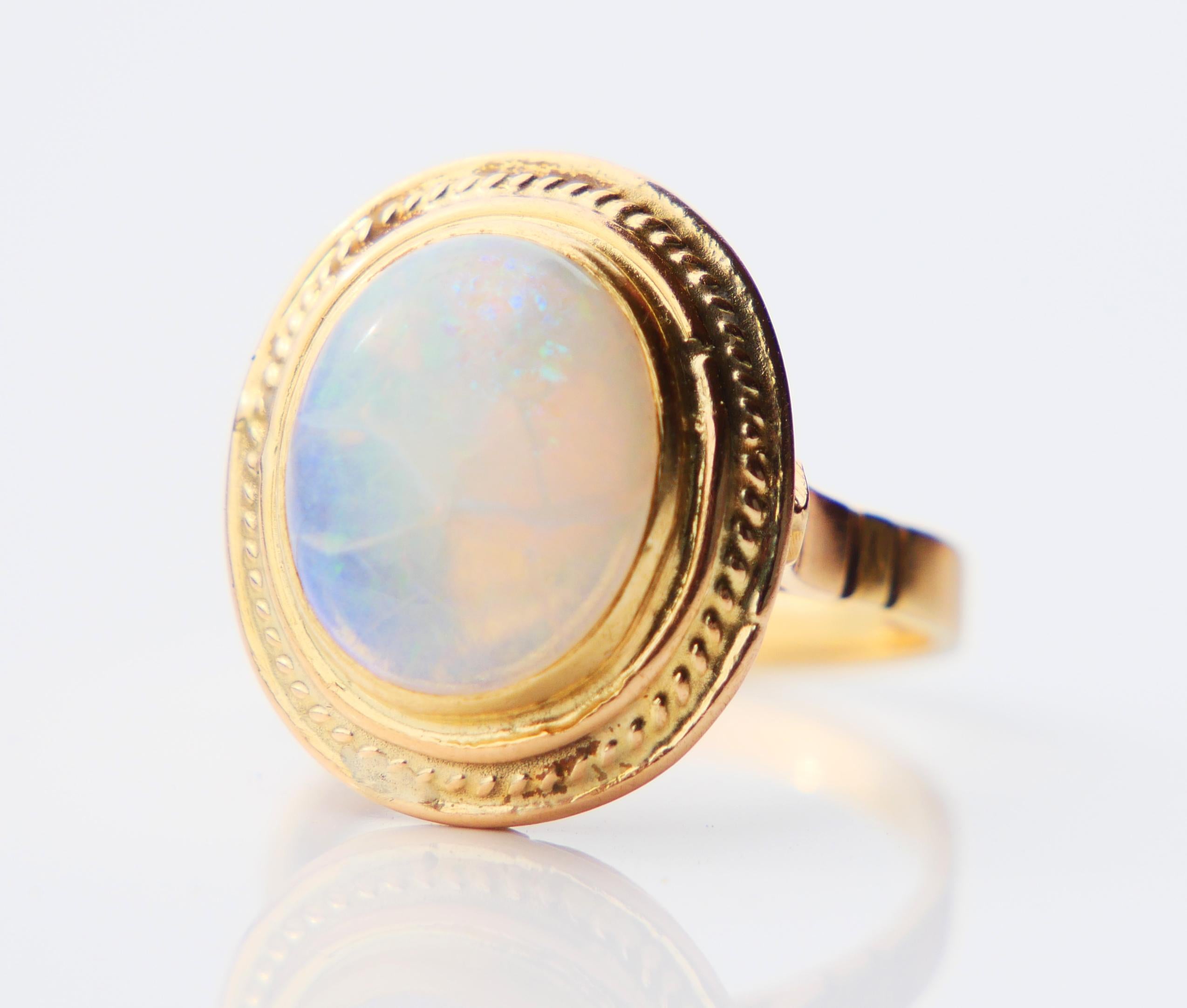 Vintage Ring natural 5ct Opal solid 18K Gold ØUS6 / 4.83 gr For Sale 6