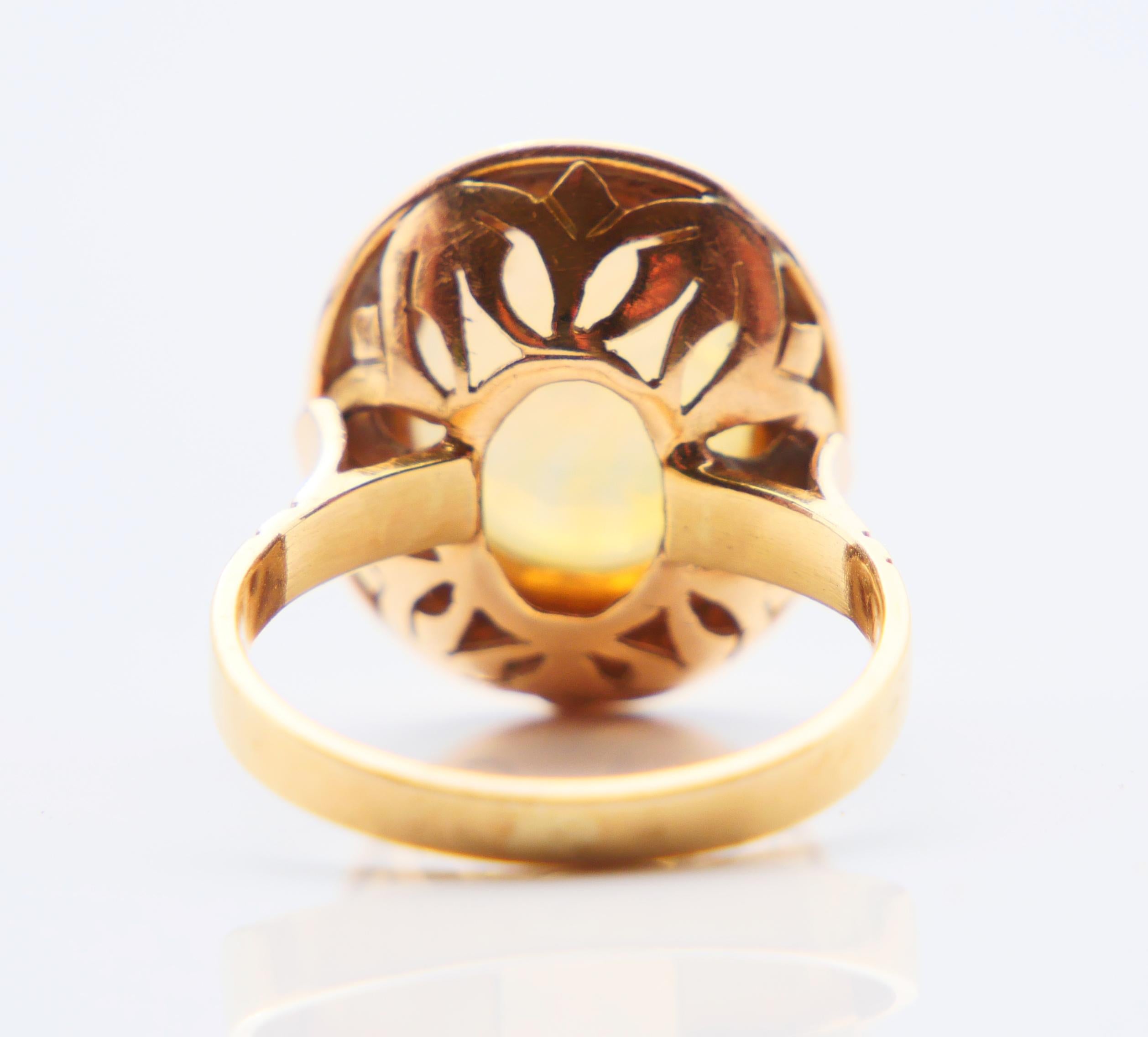 Vintage Ring natural 5ct Opal solid 18K Gold ØUS6 / 4.83 gr For Sale 7