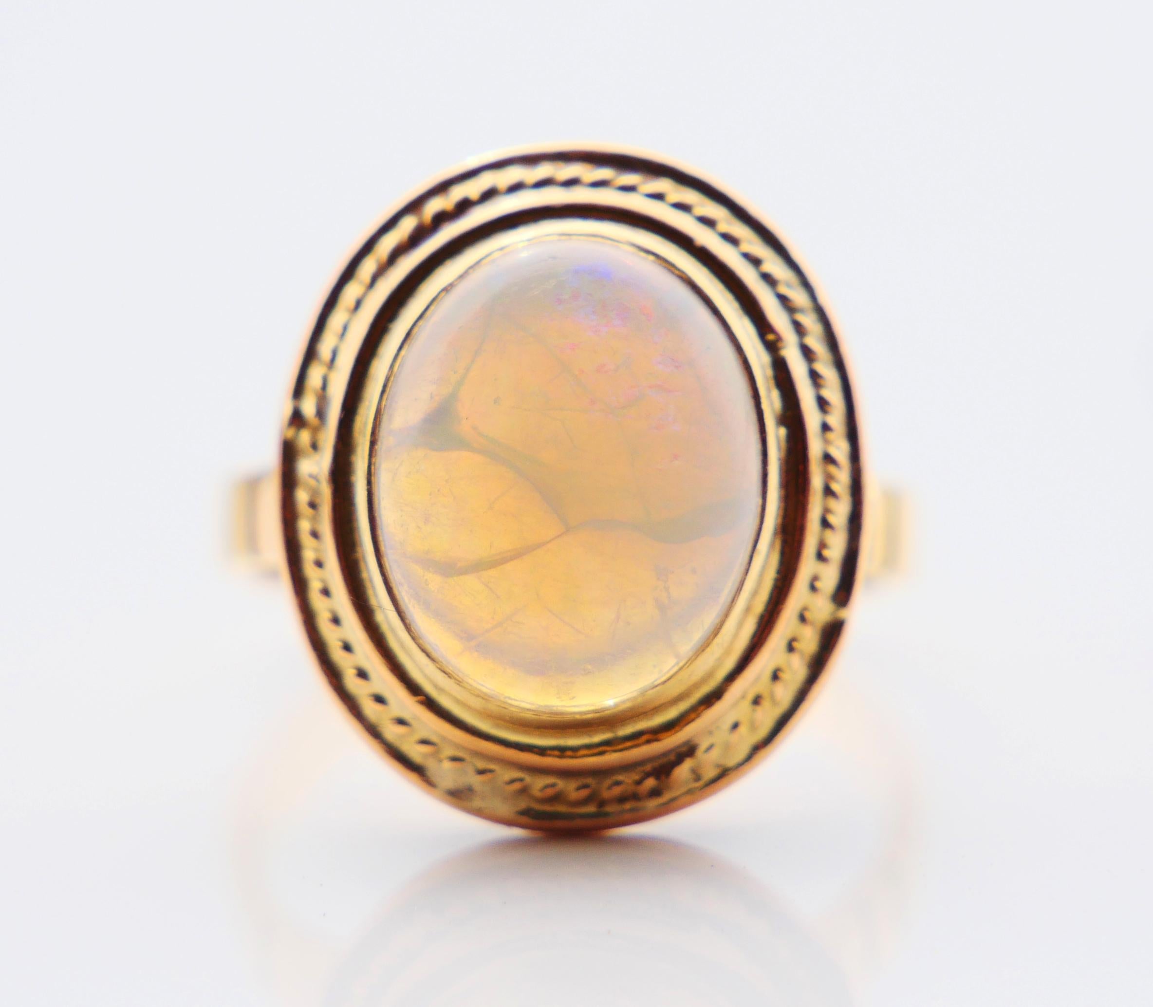 Vintage Ring natural 5ct Opal solid 18K Gold ØUS6 / 4.83 gr For Sale 8
