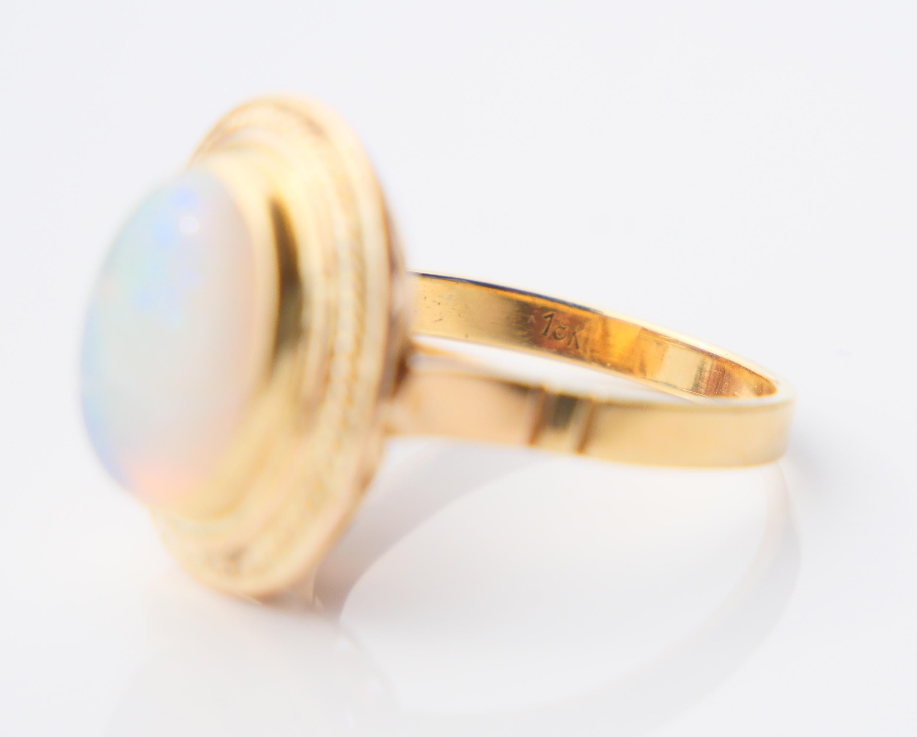 Vintage Ring natural 5ct Opal solid 18K Gold ØUS6 / 4.83 gr For Sale 10