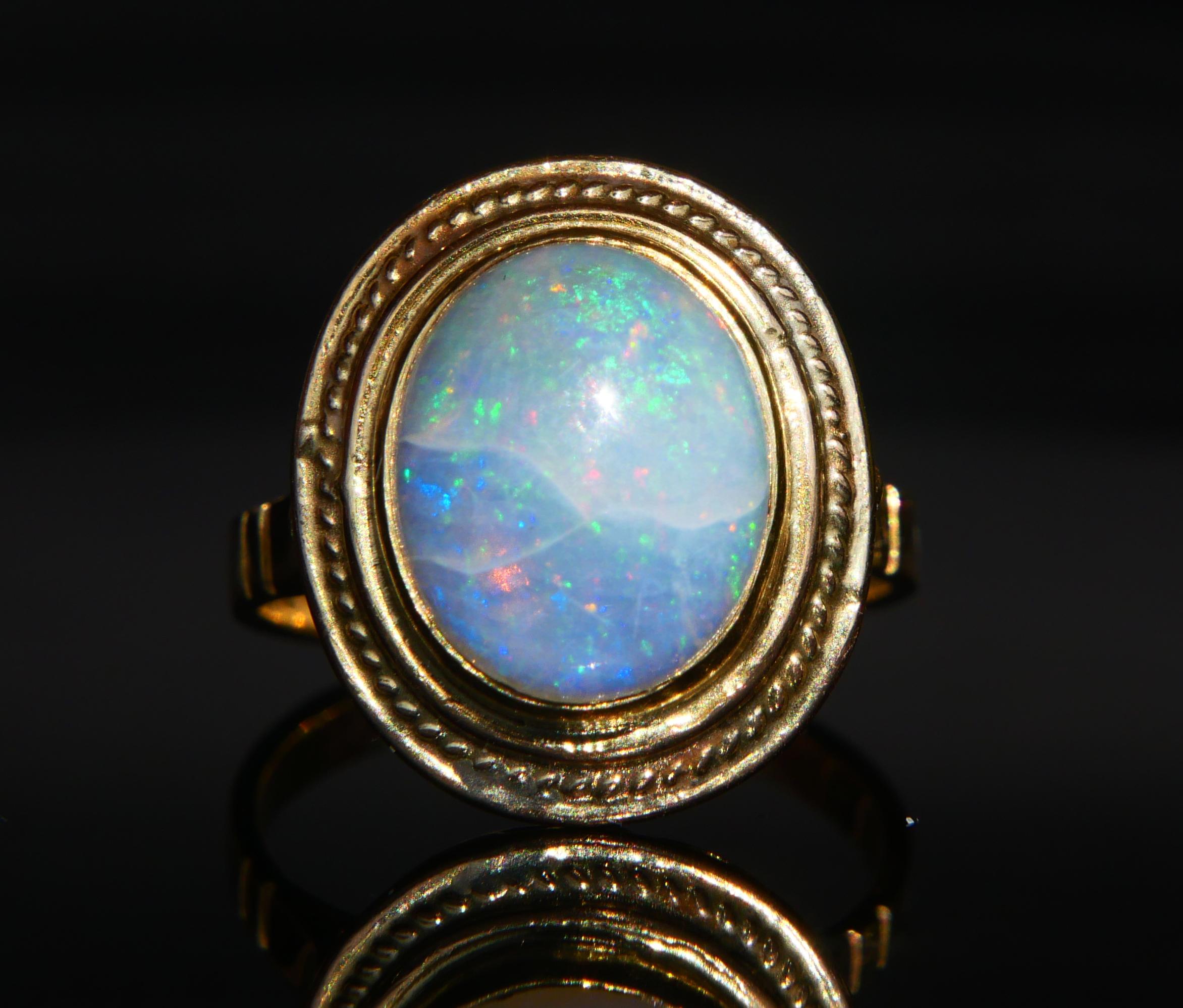 Retro Vintage Ring natural 5ct Opal solid 18K Gold ØUS6 / 4.83 gr For Sale