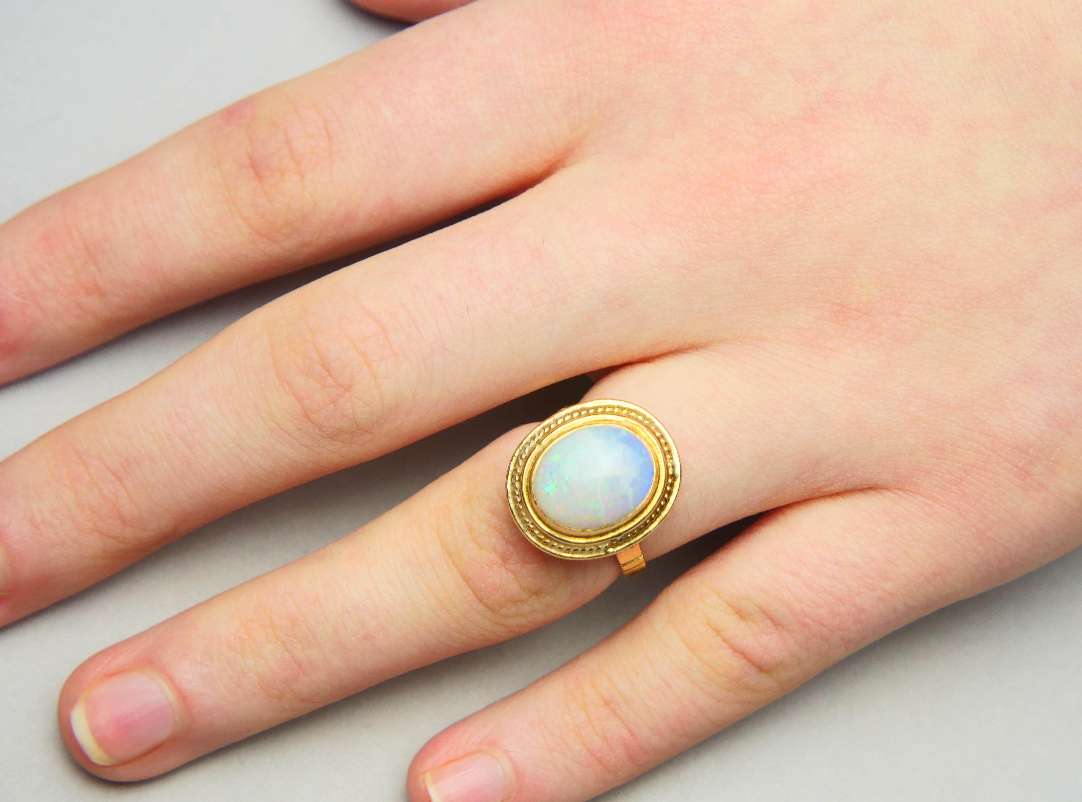 Vintage Ring natural 5ct Opal solid 18K Gold ØUS6 / 4.83 gr For Sale 2