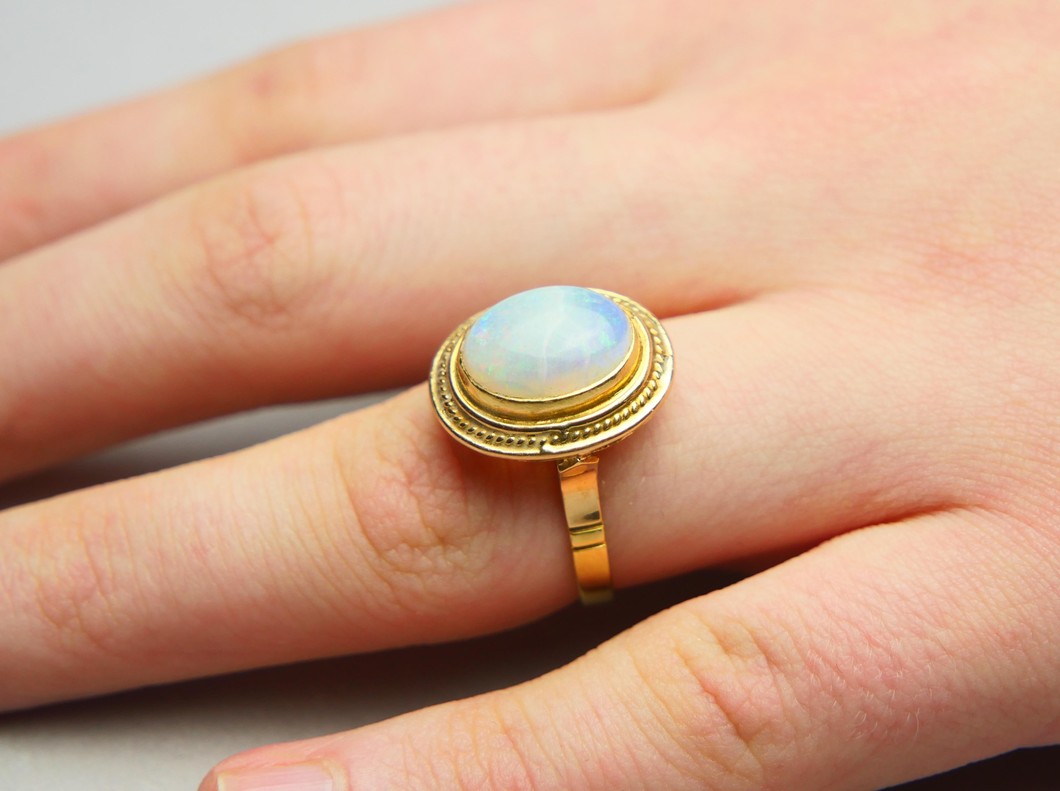 Vintage Ring natural 5ct Opal solid 18K Gold ØUS6 / 4.83 gr For Sale 4