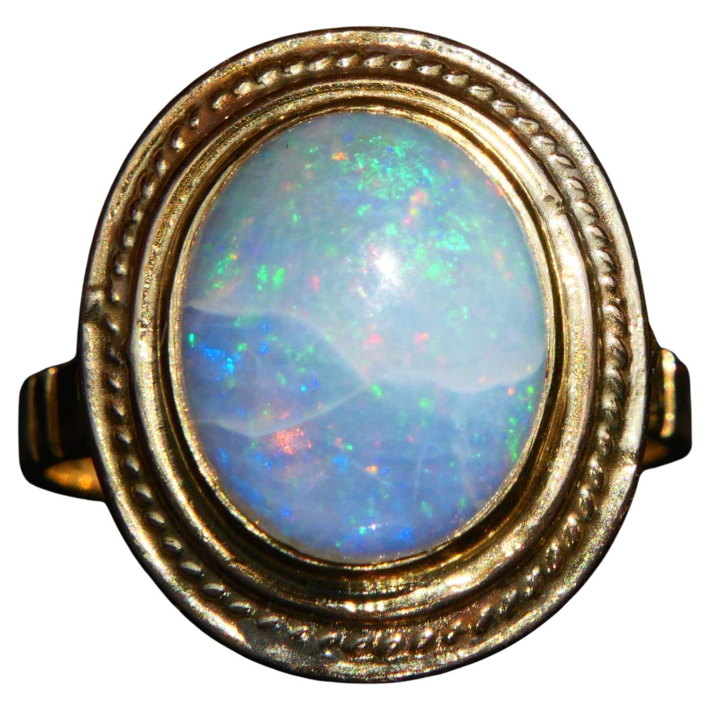 Vintage Ring natural 5ct Opal solid 18K Gold ØUS6 / 4.83 gr