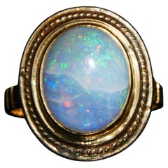 Vintage Ring natürlich 5ct Opal massiv 18K Gold ØUS6 / 4.83 gr