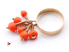 Vintage Ring natürlich 5ct Rote Koralle massiv 14K Rose Gold Ø9 US / 5gr