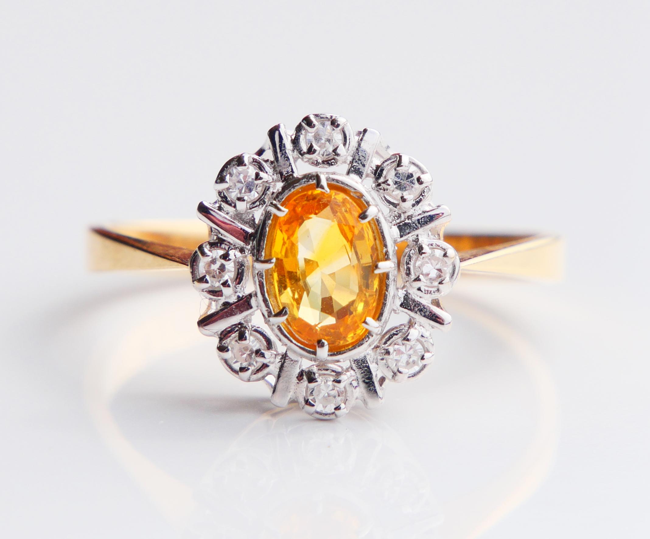 Bague Vintage saphir jaune 1ct Diamants or massif 18K ØUS6.75/2.35gr en vente 5