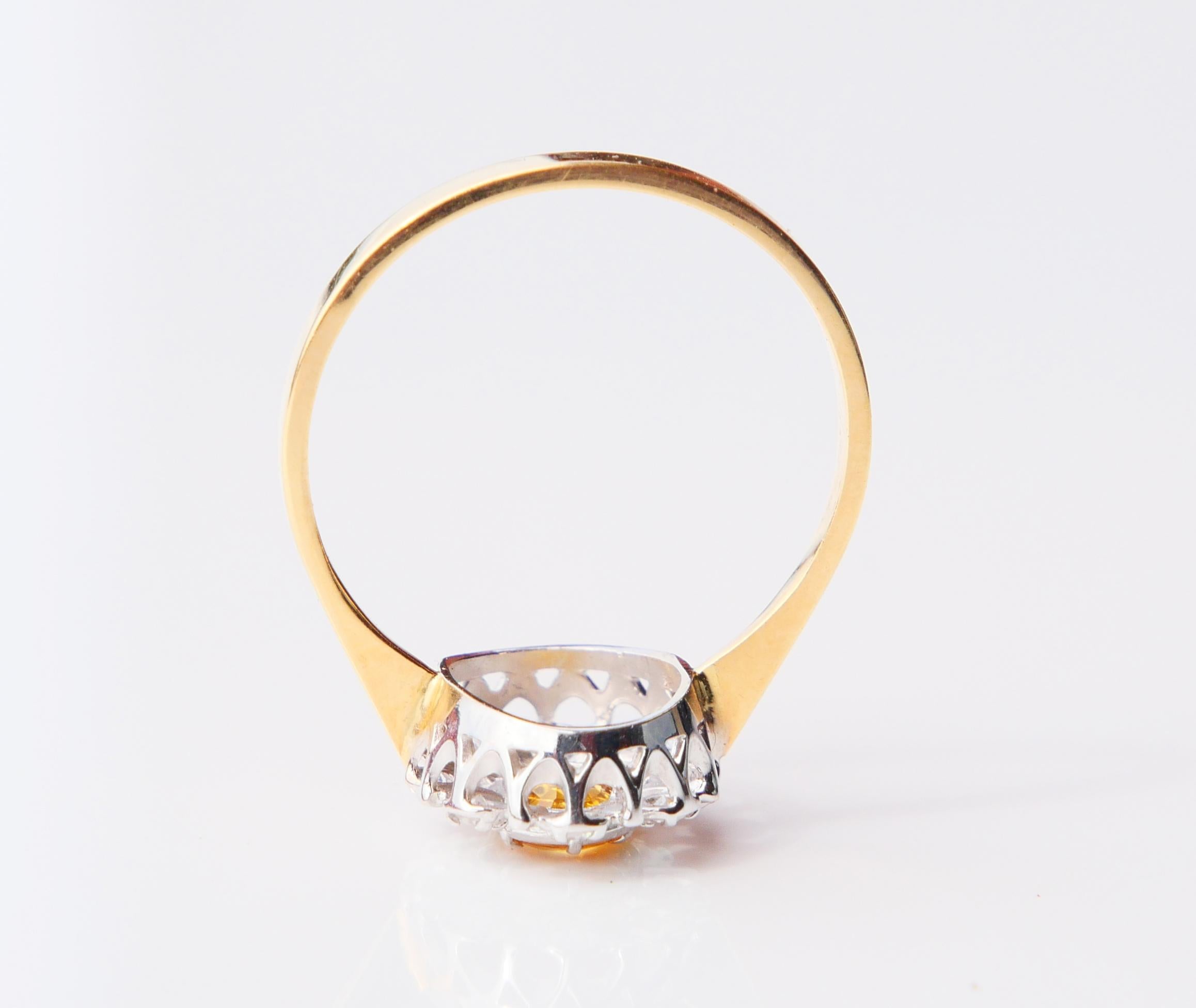 Bague Vintage saphir jaune 1ct Diamants or massif 18K ØUS6.75/2.35gr en vente 4