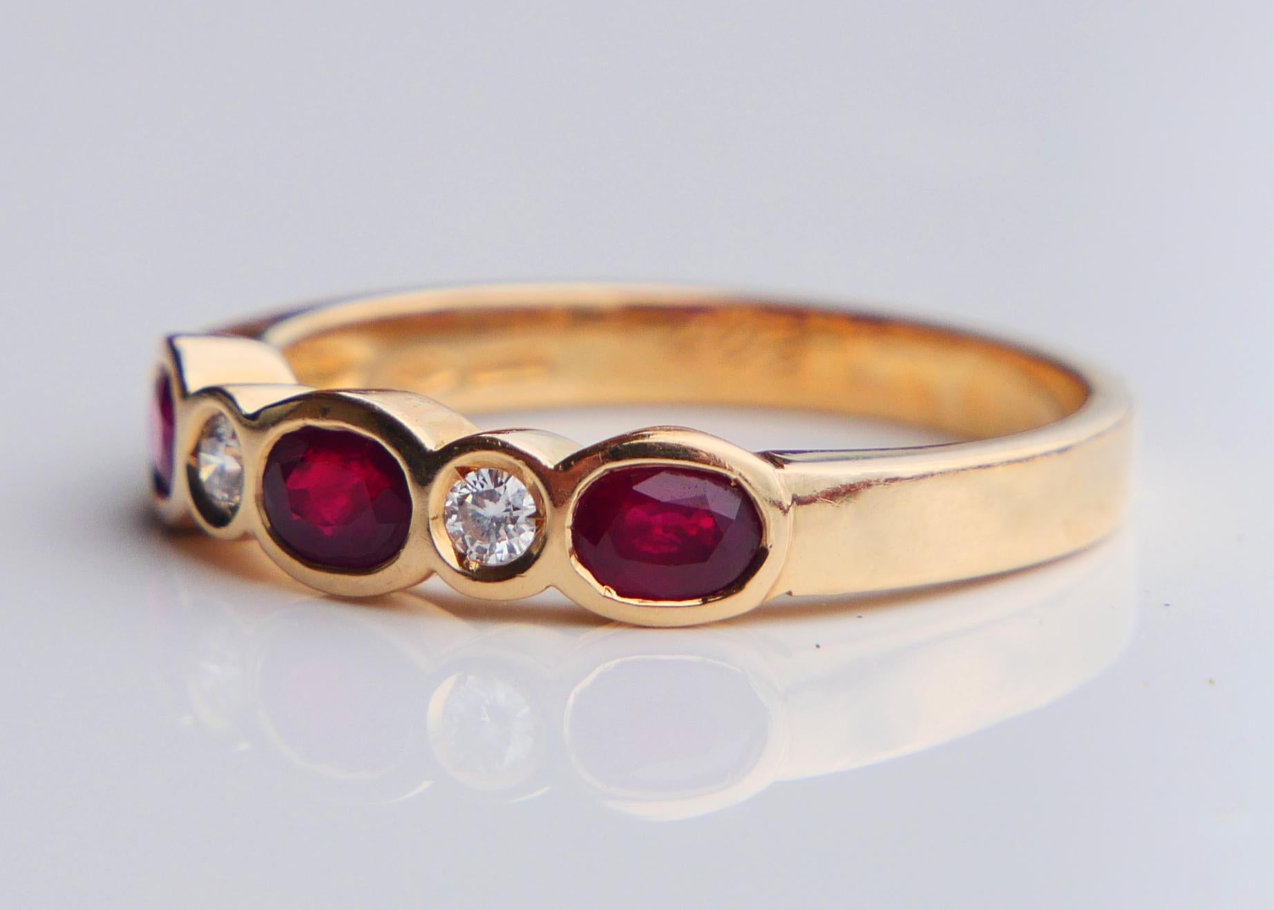 Vintage Ring natural Ruby Diamonds solid 18K Gold ØUS 6.75 / 3.37gr For Sale 5