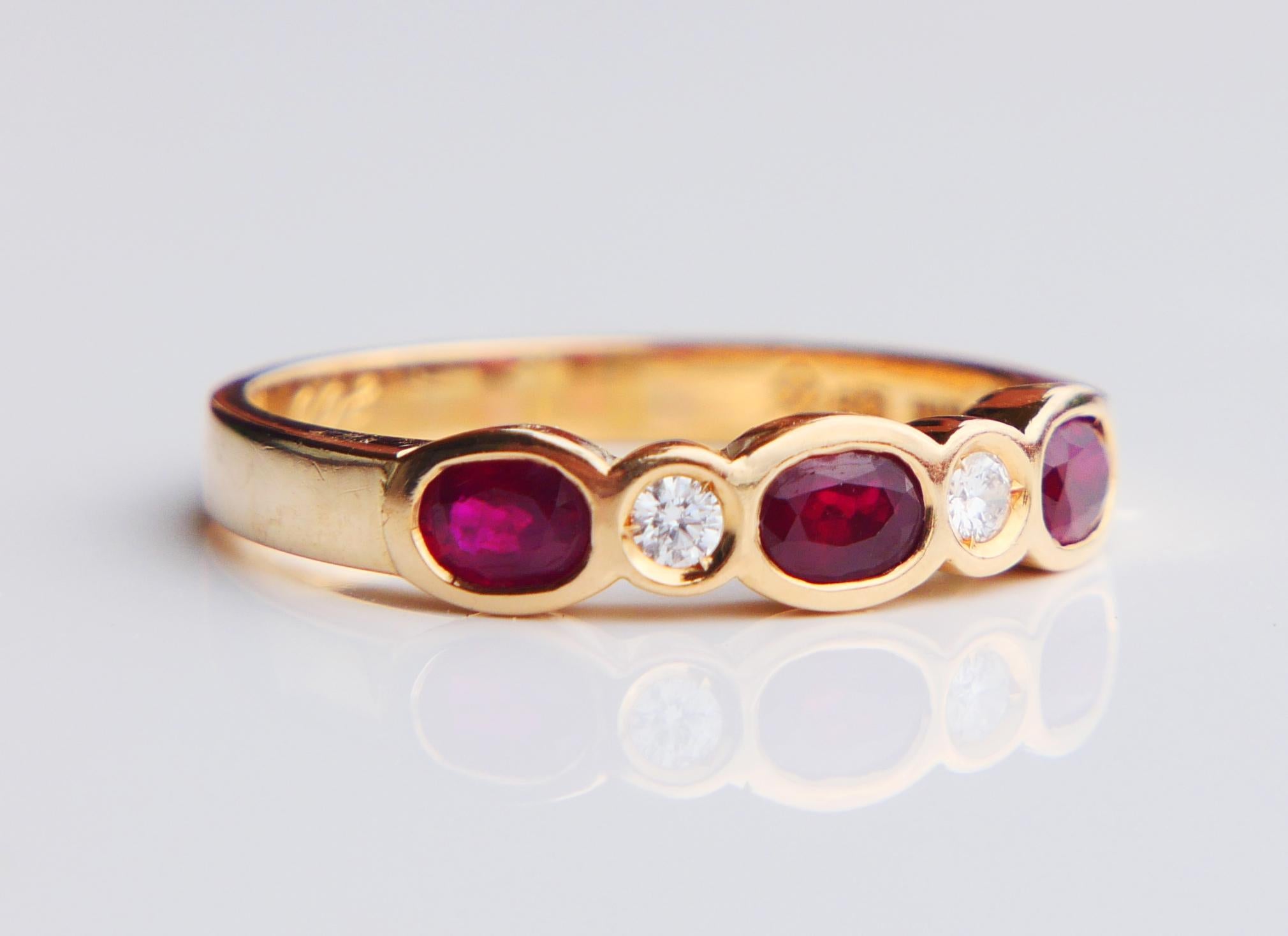 Vintage Ring natural Ruby Diamonds solid 18K Gold ØUS 6.75 / 3.37gr For Sale 6
