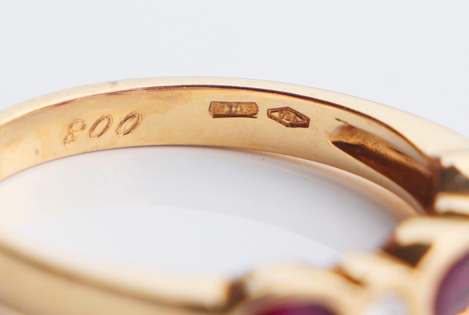 Vintage Ring natural Ruby Diamonds solid 18K Gold ØUS 6.75 / 3.37gr For Sale 8