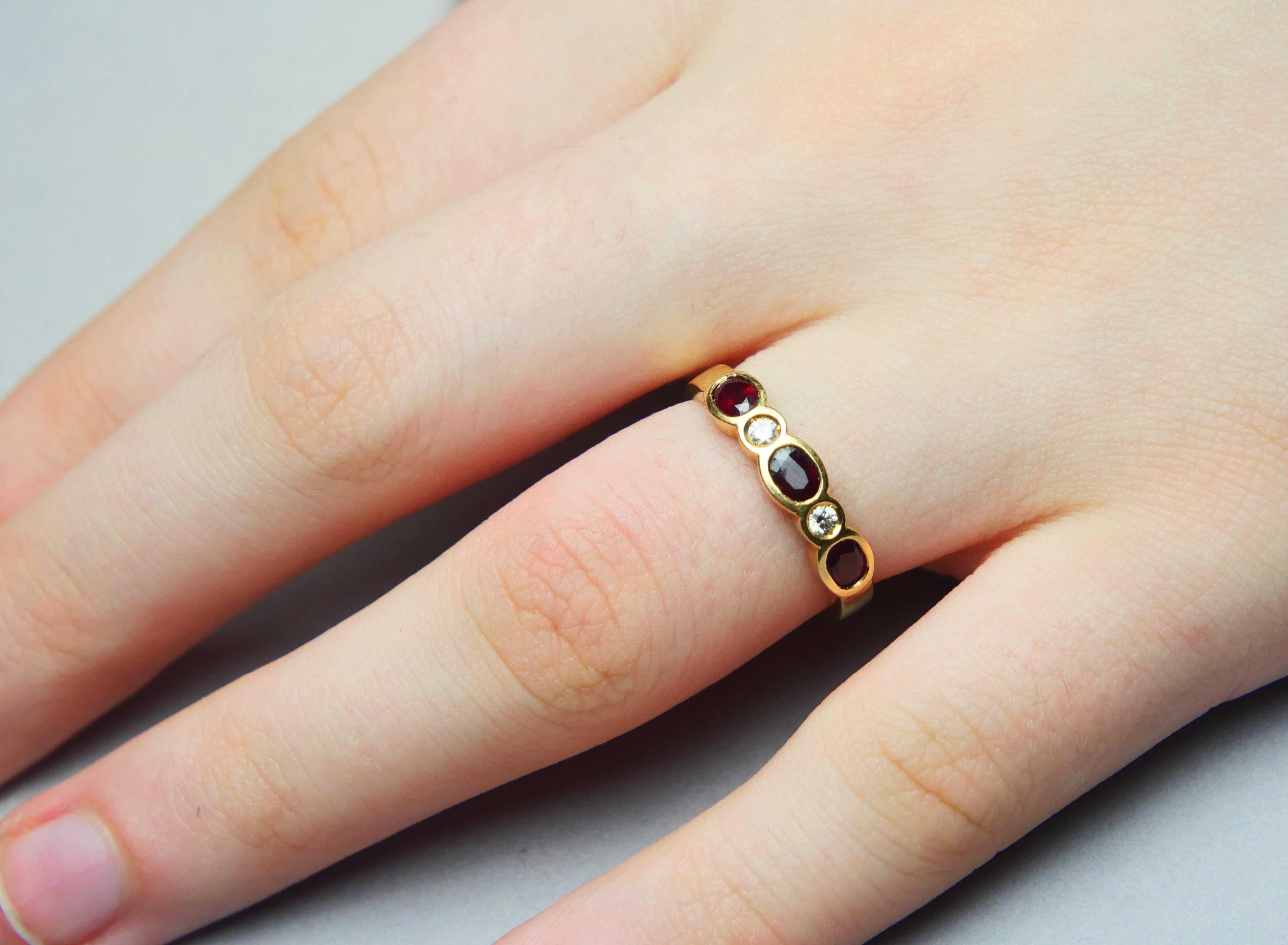Vintage Ring natural Ruby Diamonds solid 18K Gold ØUS 6.75 / 3.37gr For Sale 1