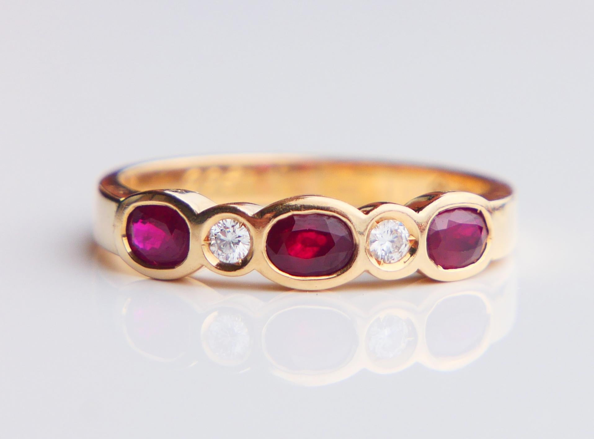 Vintage Ring natural Ruby Diamonds solid 18K Gold ØUS 6.75 / 3.37gr For Sale 3