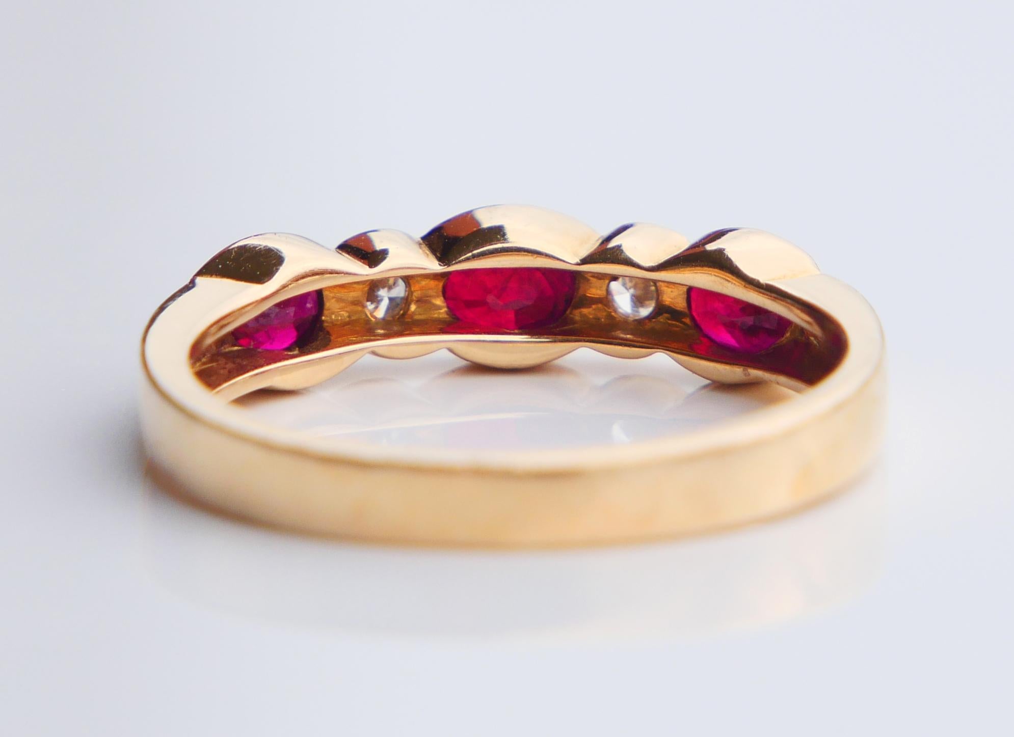 Vintage Ring natural Ruby Diamonds solid 18K Gold ØUS 6.75 / 3.37gr For Sale 4