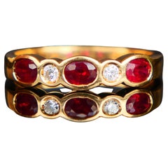 Vintage Ring natural Ruby Diamonds solid 18K Gold ØUS 6.75 / 3.37gr