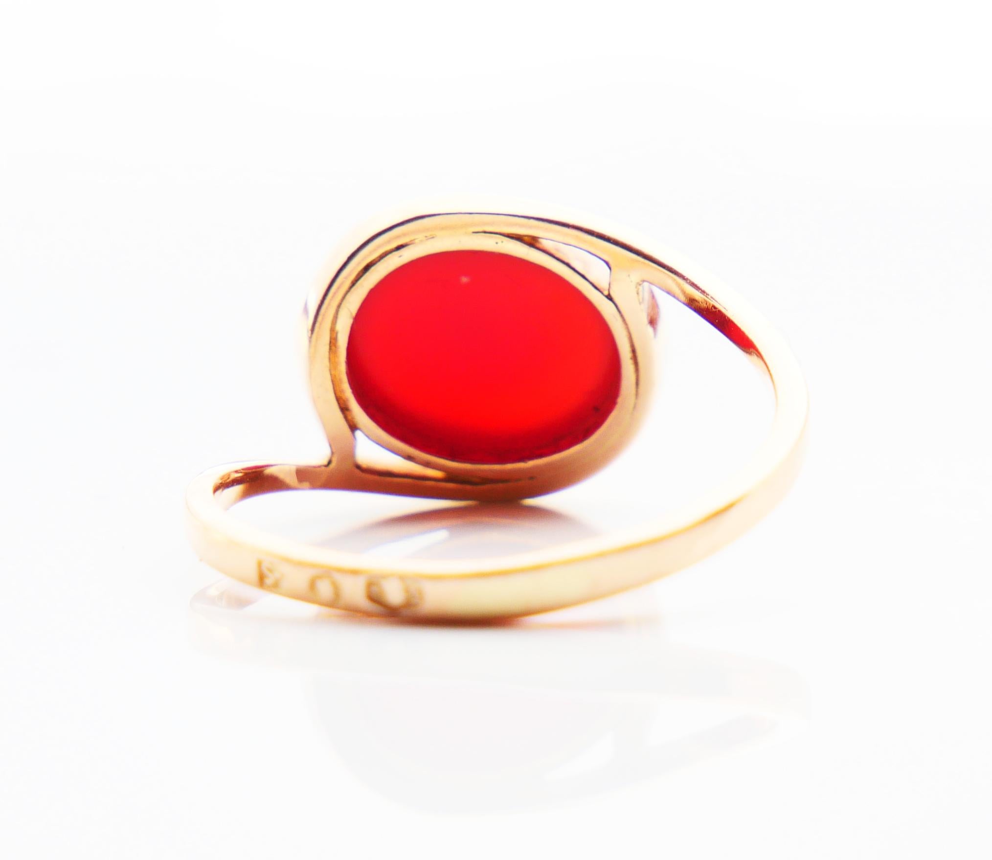 Women's Vintage Ring natural Sard Carnelian solid 14K Gold Ø US 7.25 / 2.6 gr For Sale
