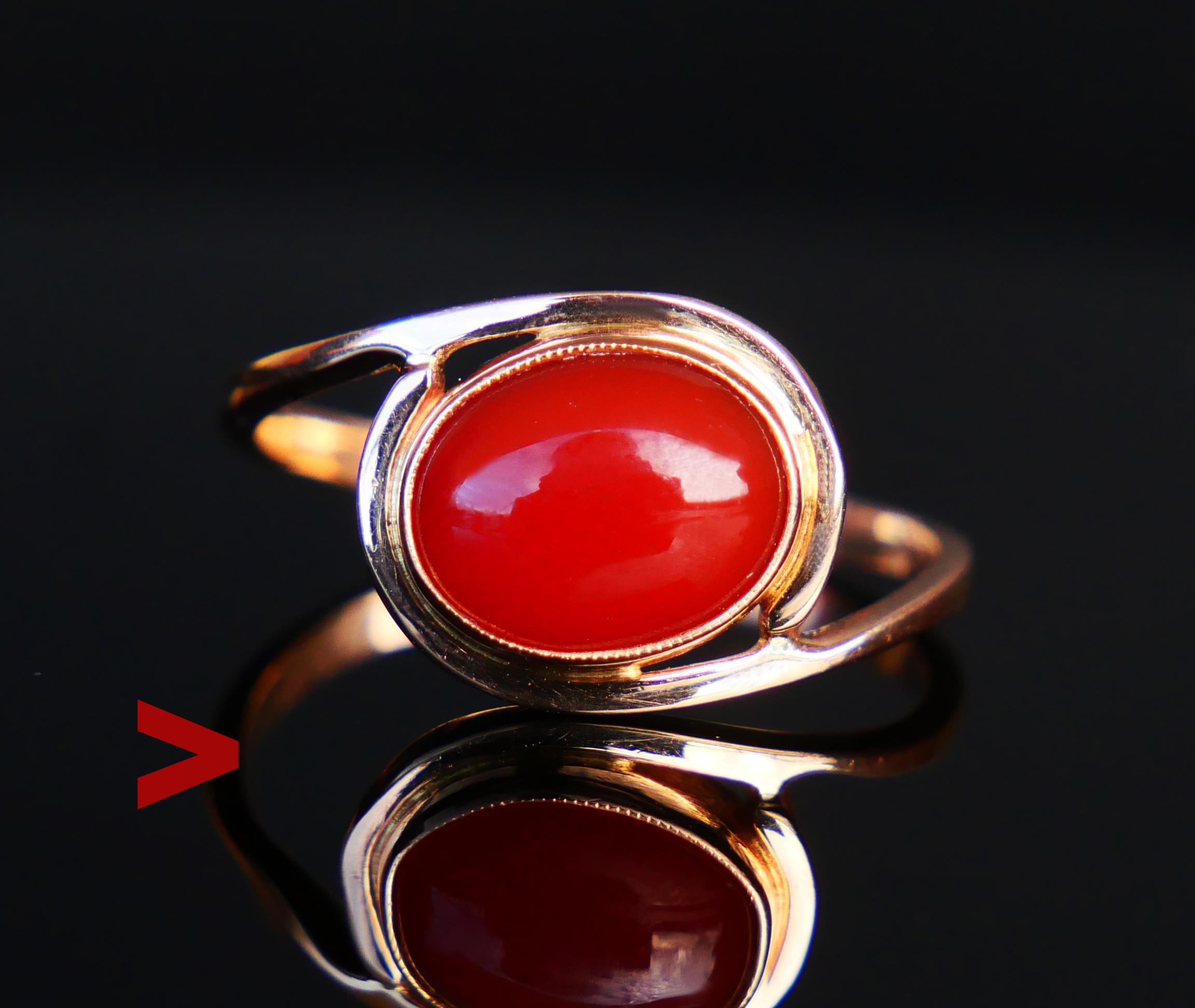 Vintage Ring natural Sard Carnelian solid 14K Gold Ø US 7.25 / 2.6 gr For Sale 3