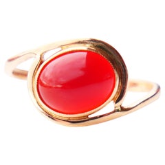 Vintage Ring natural Sard Carnelian solid 14K Gold Ø US 7.25 / 2.6 gr