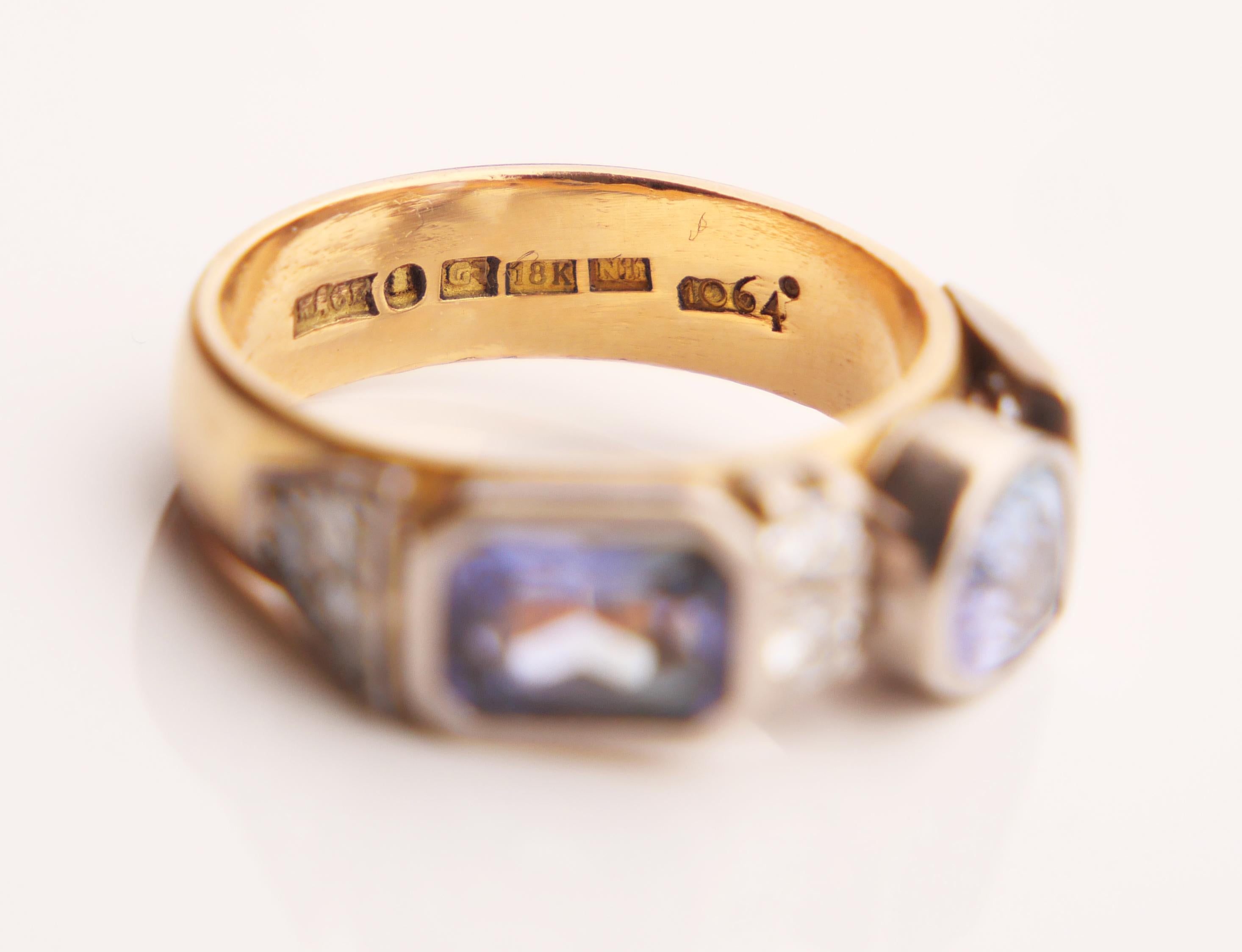 Vintage Ring natural Tanzanite Diamonds solid 18K Yellow Gold Ring Ø5.5US/ 6.4gr For Sale 10