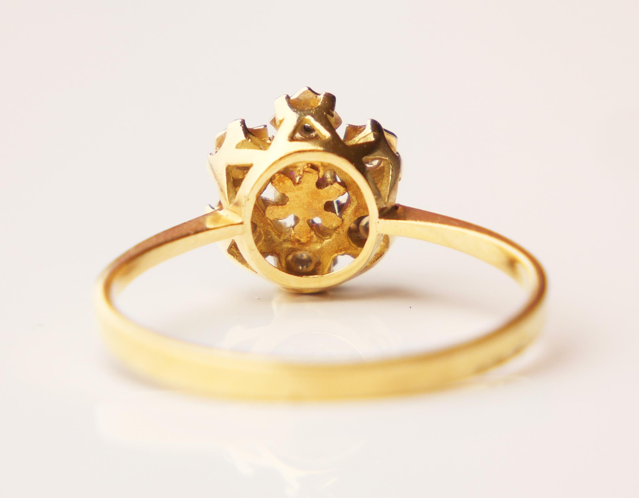 Vintage Ring Rubin Diamanten massiv 18K Gold Ring Ø 7.5US / 2.3 gr im Angebot 1