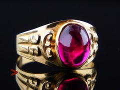 Vintage Ring Ruby solid 18K Yellow Gold Ø 7.5US / 3.1 gr