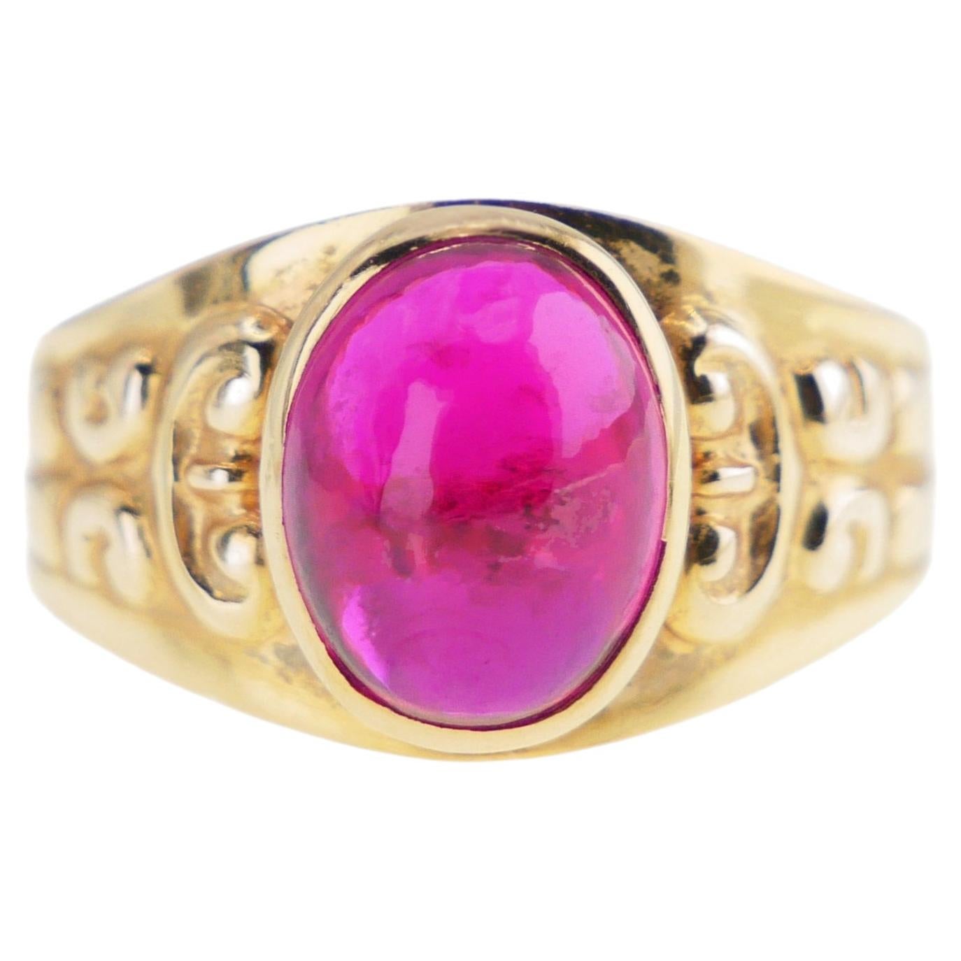 Vintage Ring Ruby solid 18K Yellow Gold Ø 7.5US / 3.1 gr