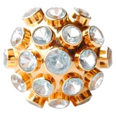 Vintage Ring Sputnik H.Stern Natural 7.5ctw Aquamarine 18K Gold Ø 8.25US /6.2gr