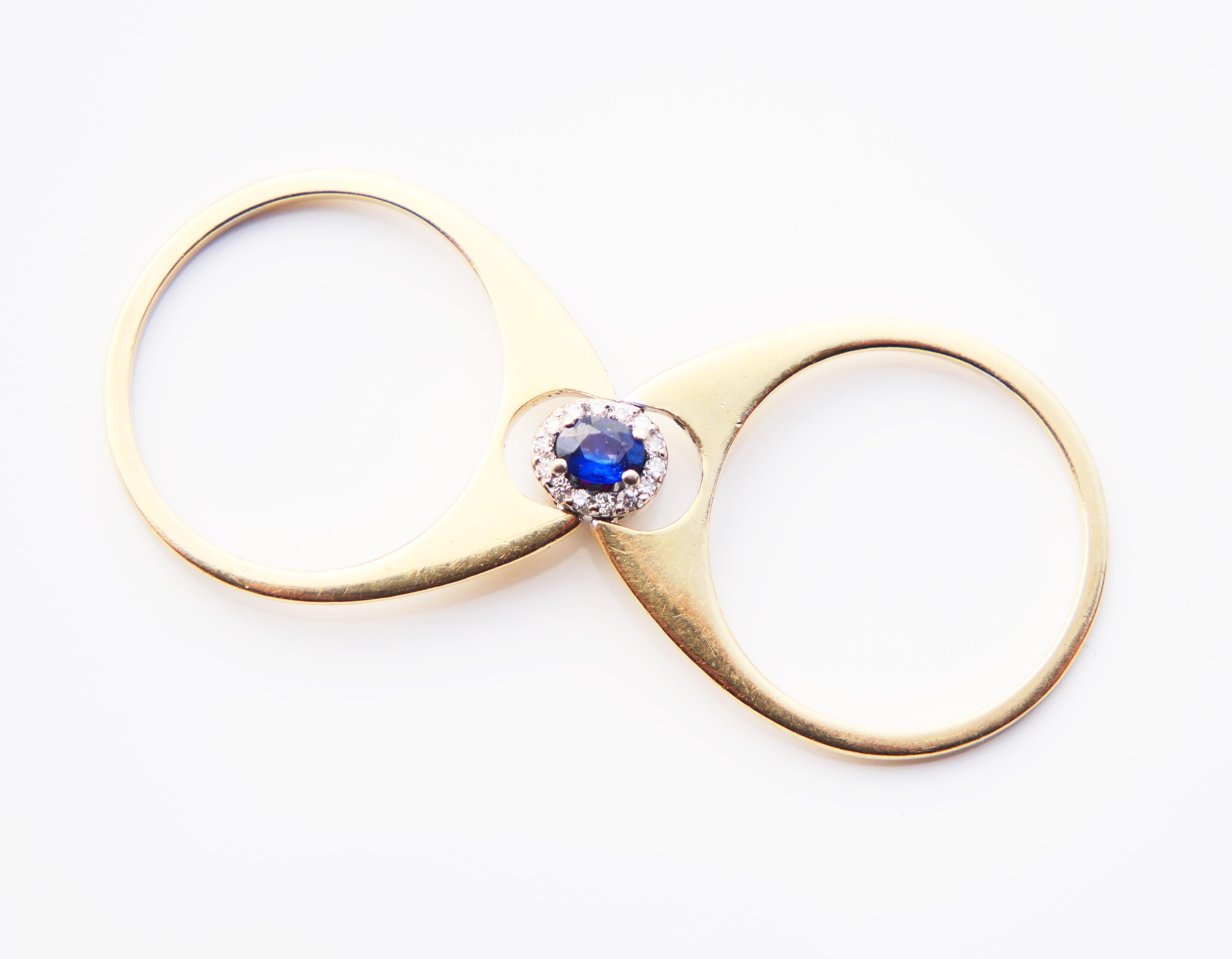 Vintage Ring zwei in einem Halo Rubin Saphir Diamanten 14K Gold /ØUS7.25 /3.9gr im Angebot 7
