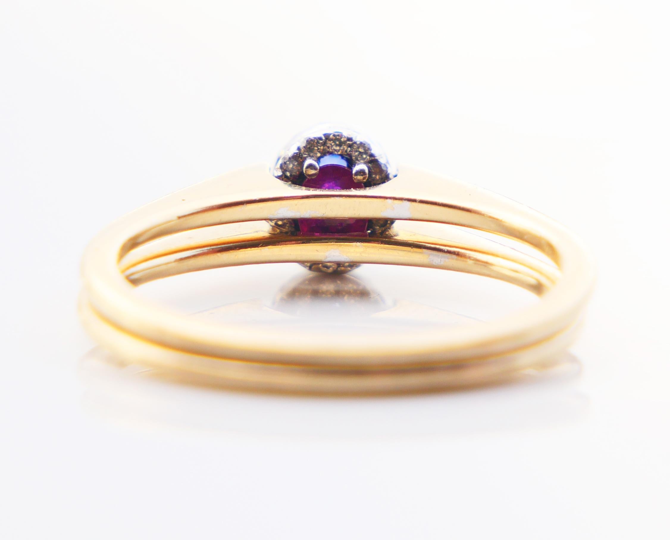 Vintage Ring zwei in einem Halo Rubin Saphir Diamanten 14K Gold /ØUS7.25 /3.9gr im Angebot 10