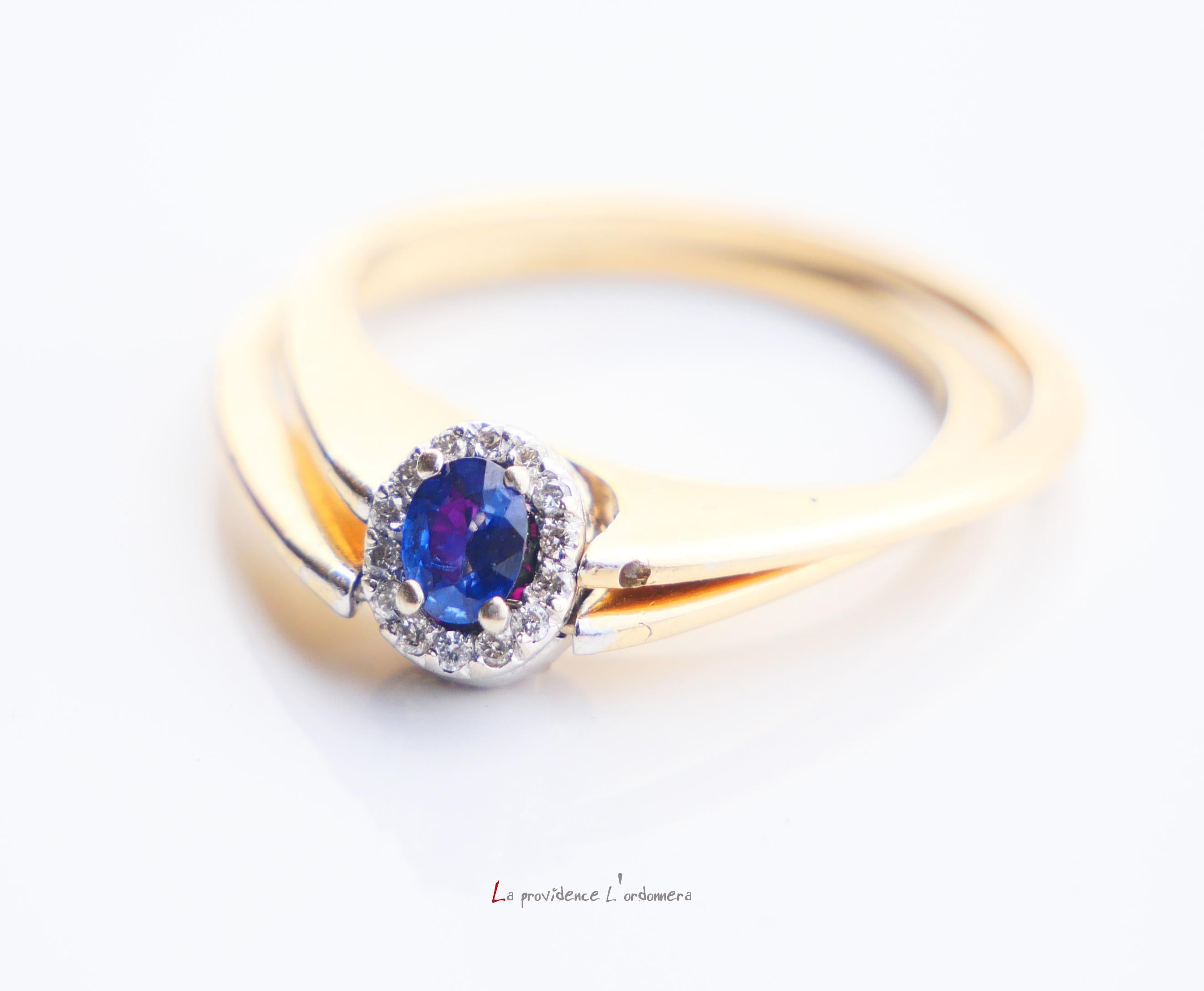 Vintage Ring Two in One Halo Ruby Sapphire Diamonds 14K Gold /ØUS7.25 /3.9gr For Sale 11