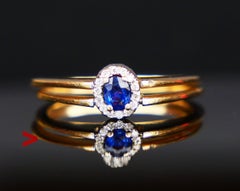 Vintage Ring Two in One Halo Ruby Sapphire Diamonds 14K Gold /ØUS7.25 /3.9gr