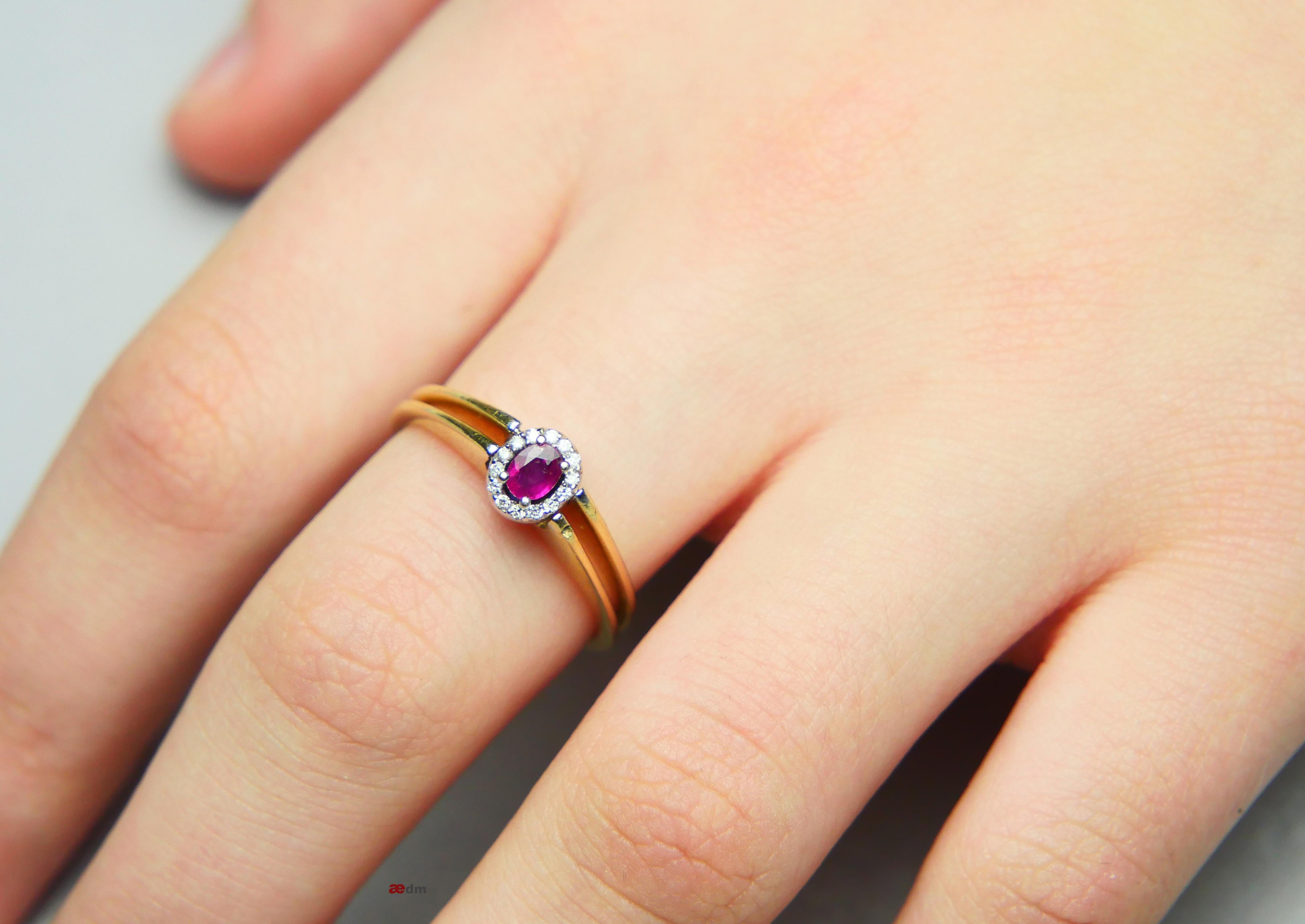 Vintage Ring Two in One Halo Ruby Sapphire Diamonds 14K Gold /ØUS7.25 /3.9gr For Sale 1