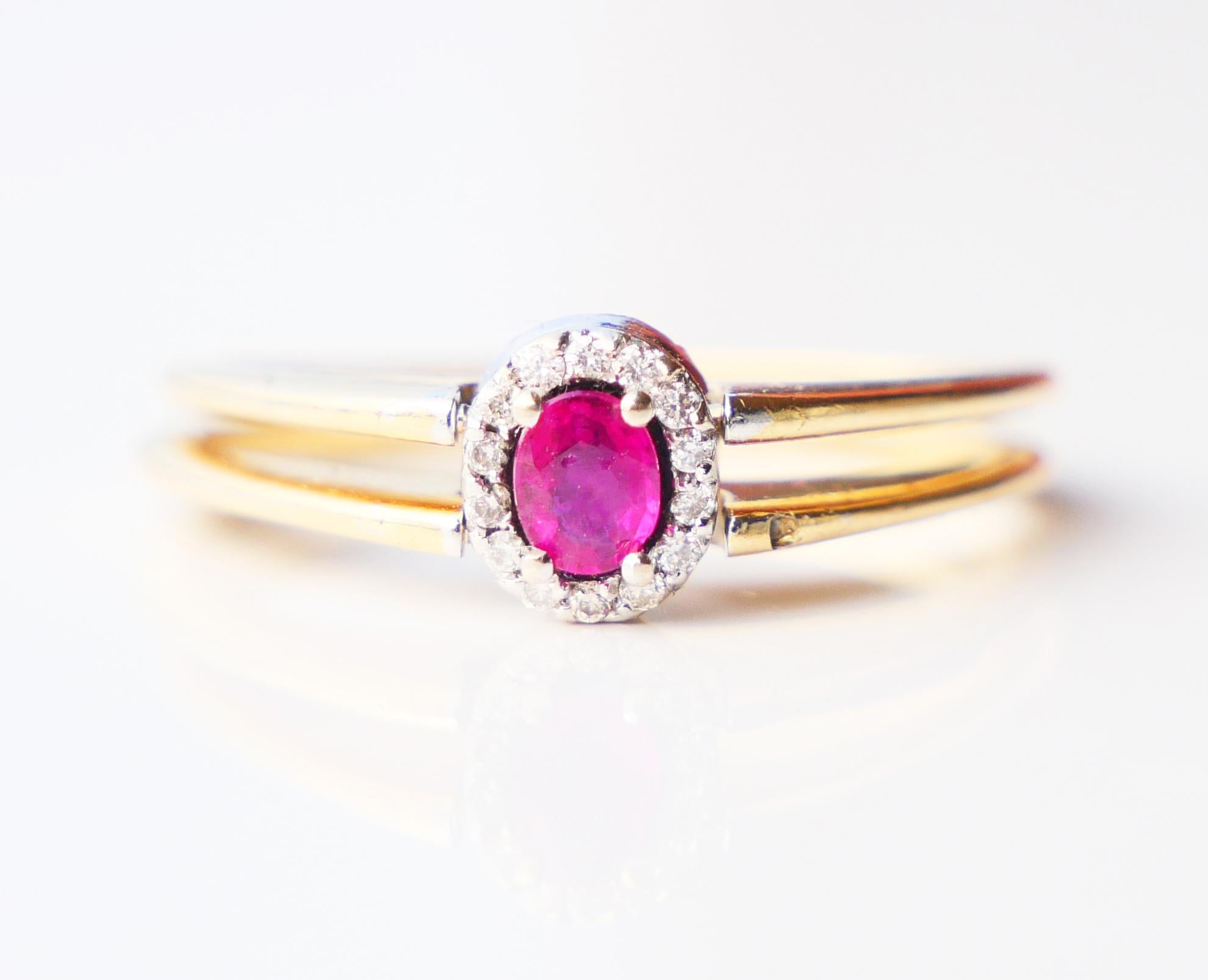 Vintage Ring Two in One Halo Ruby Sapphire Diamonds 14K Gold /ØUS7.25 /3.9gr For Sale 3