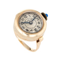 Vintage Ring Watch 14 Karat Gold Friedebergs Mechanical Wind Up Jewelry Round