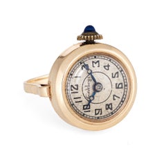 Vintage Ring Watch 14 Karat Gold Friedebergs Mechanical Wind Up Jewelry Round