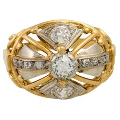 Vintage Ring with 3 Old European Cut Diamonds
