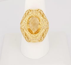 Bague vintage en or jaune 18 carats avec citrine