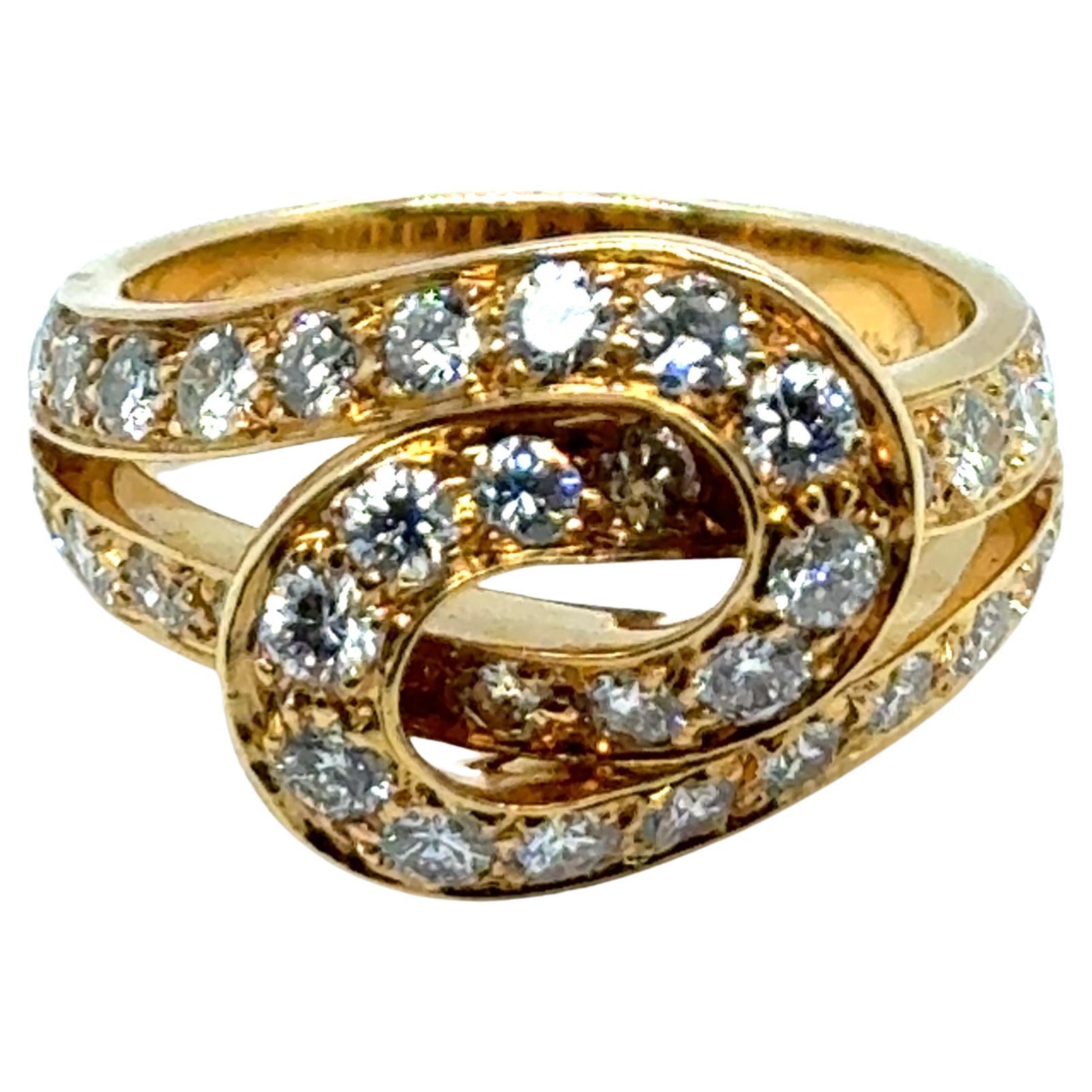 Vintage Ring with Diamonds in 18 Karat Yellow Gold by Cartier
