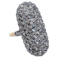 Vintage Ring with European Old Cut Diamonds in Platinum and Yellow Gold