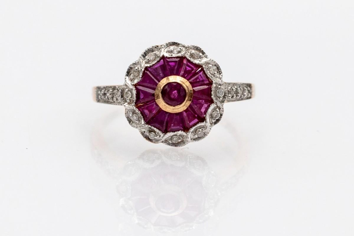 Vintage-Ring mit Rubinen und Diamanten. im Angebot 4
