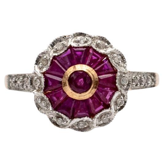 Vintage-Ring mit Rubinen und Diamanten. im Angebot