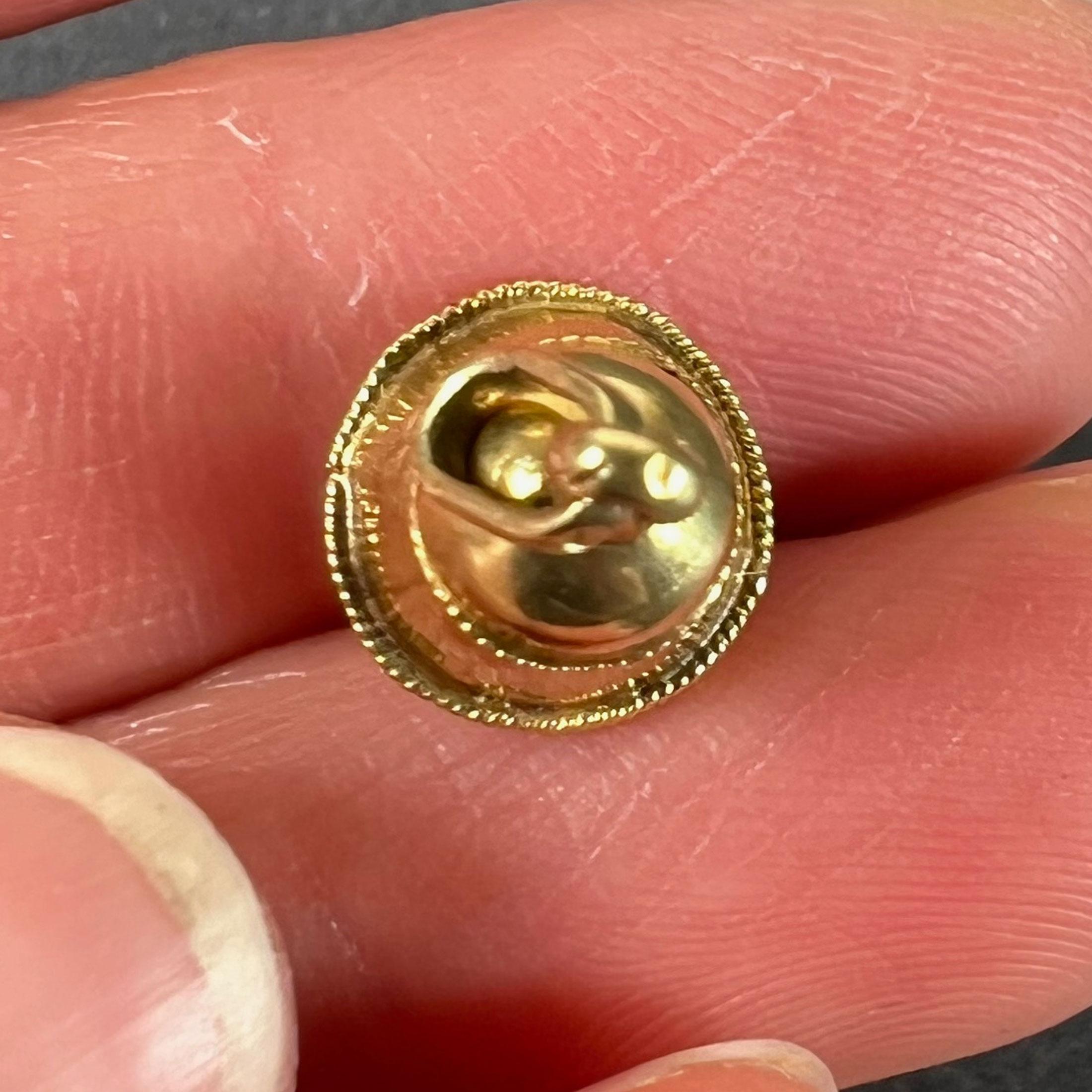Vintage Ringing Wedding Bell 18K Yellow Gold Pearl Charm Pendant For Sale 3