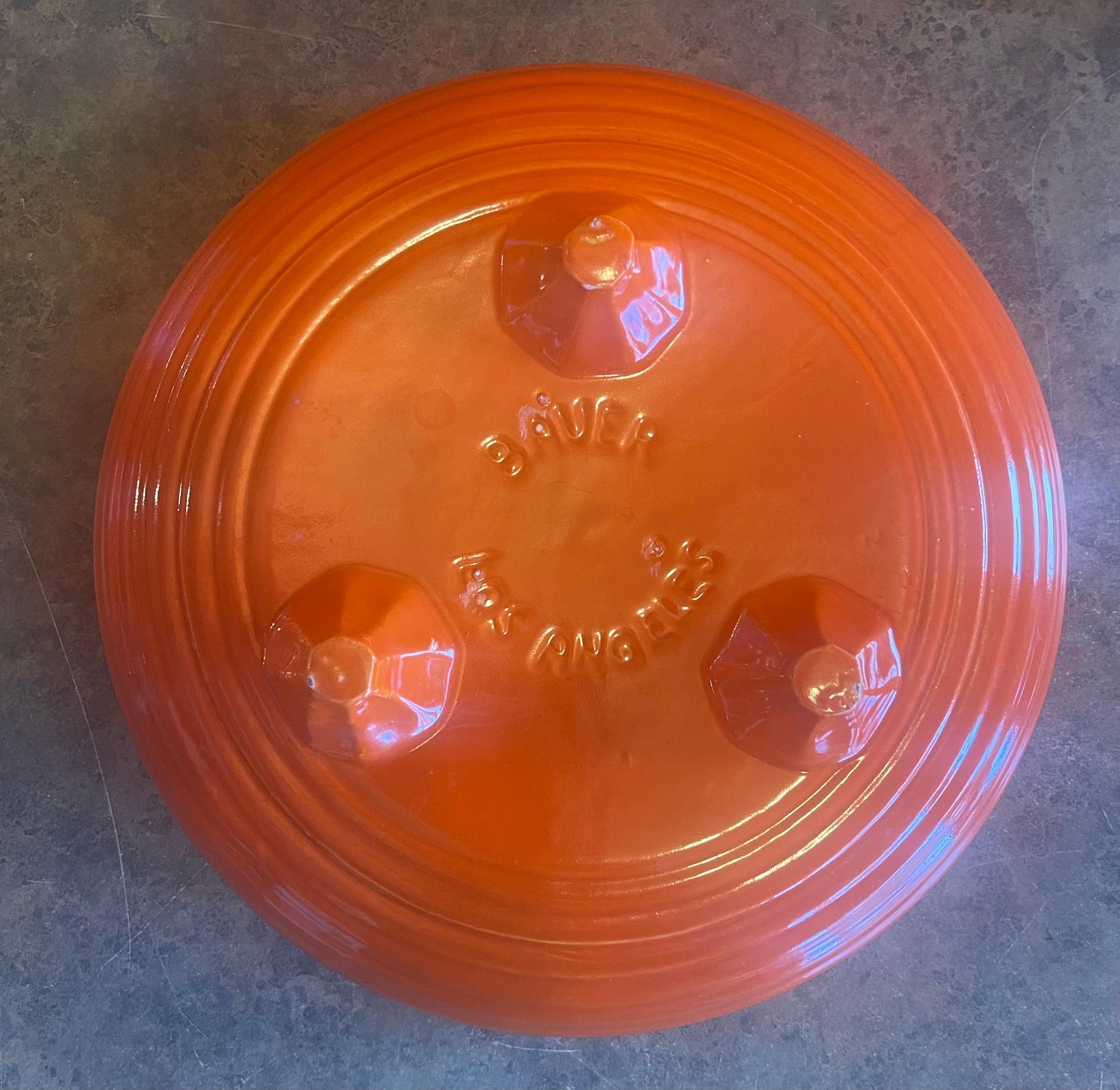 Vintage Ringware Footed Fruit Bowl in Orange by Bauer 1