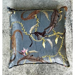 Vintage River Chase Printed Velvet Pillow