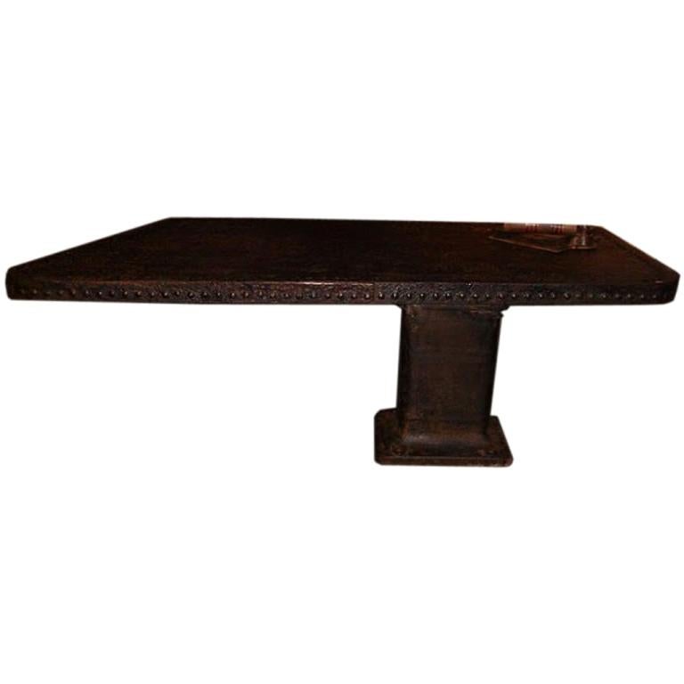 Vintage Riveted Pedestal Desk