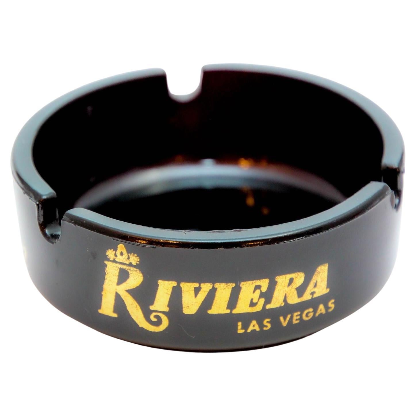 Vintage Riviera Las Vegas Dino's Den Delmonico Posacenere in vetro nero anni '50 in vendita