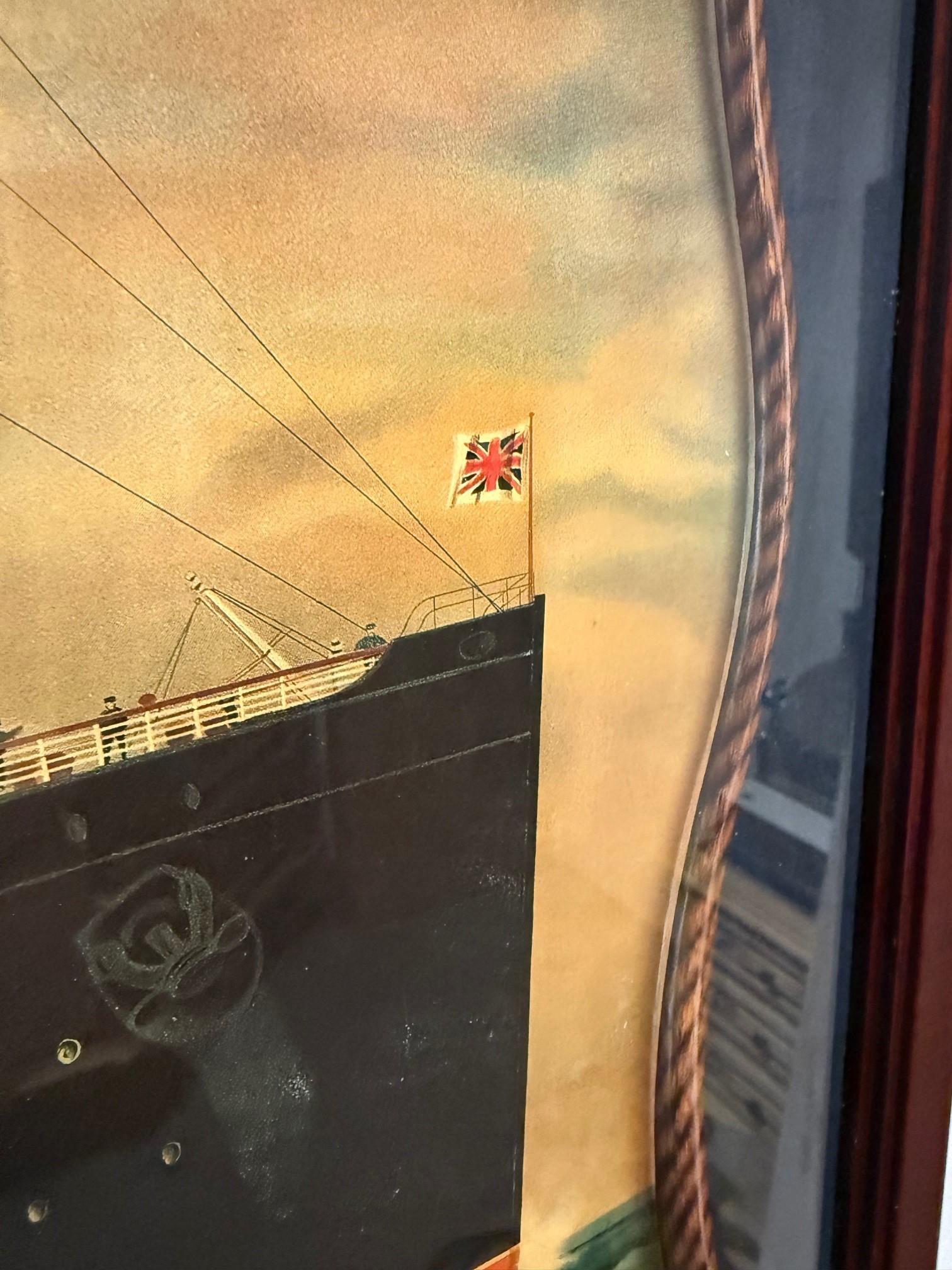 Vintage RMS Lusitania Weißer Star Line gerahmter Druck, Vintage im Angebot 8