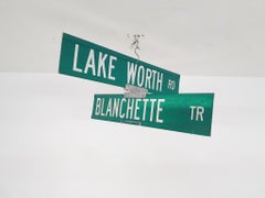 Vintage Road or Street Sign from Florida, Lake Worth, Blanchette, U.S.A